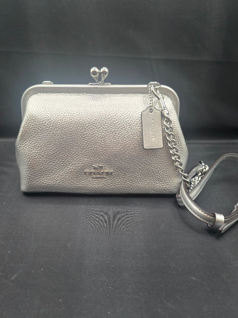 Coach Nora Kisslock Crossbody CE992 Metallic Silver